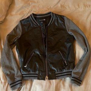 Forever21 faux leather varsity jacket